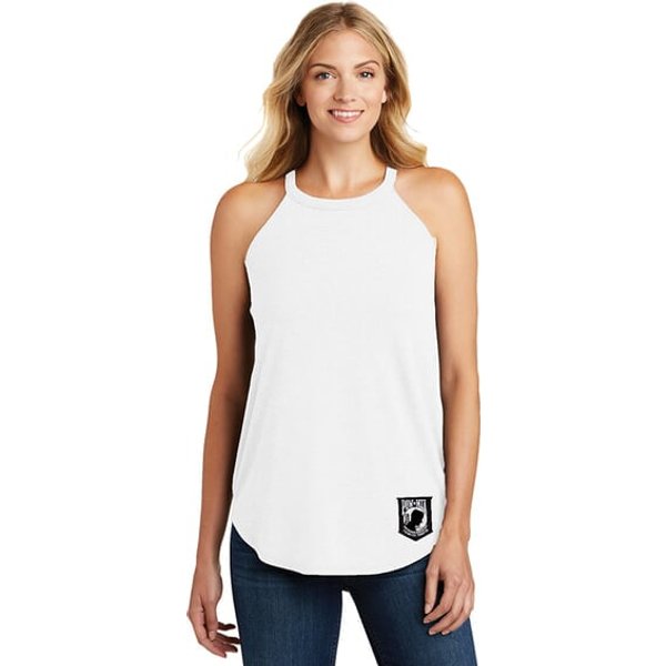 Pow Mia Patch Bottom Print Ladies Tri Rocker Tank Top