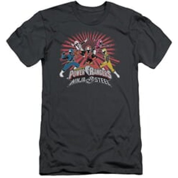 Power Rangers Ninja Steel Slim Fit Shirt Blast Charcoal T-Shirt