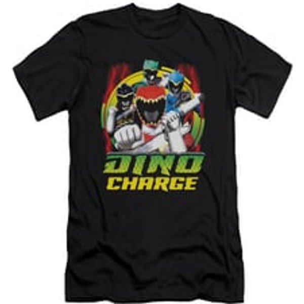 Power Rangers Shirt Slim Fit Red Lightning Black T-Shirt