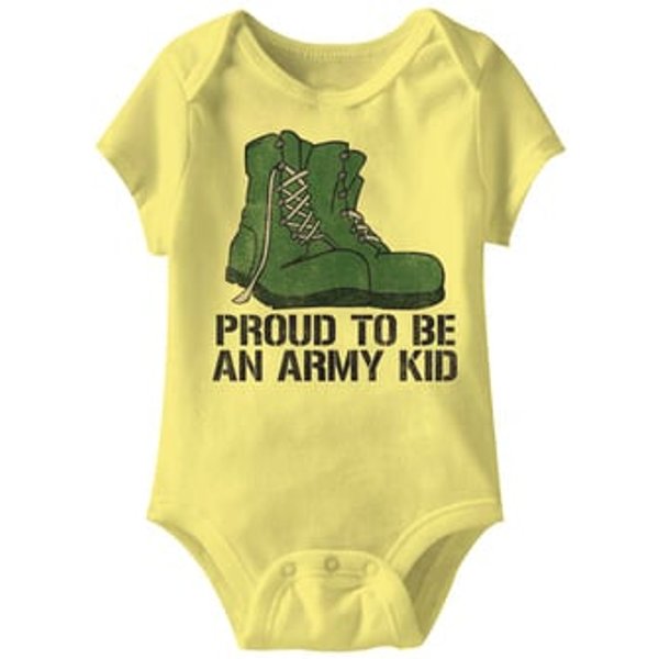 Proud To Be An Army Kid Funny Baby Romper Yellow Infant Babies Creeper