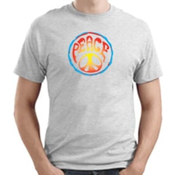 PSYCHEDELIC PEACE Sign Symbol Adult T-shirt - Ash (light gray)