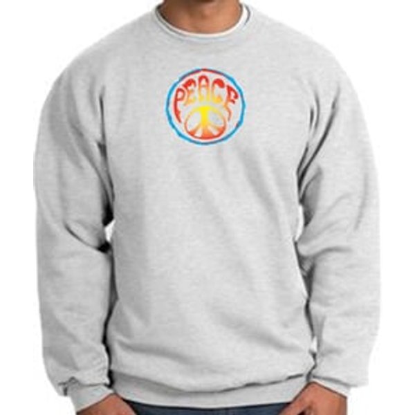 PSYCHEDELIC PEACE World Peace Sign Symbol Adult Sweatshirt - Ash