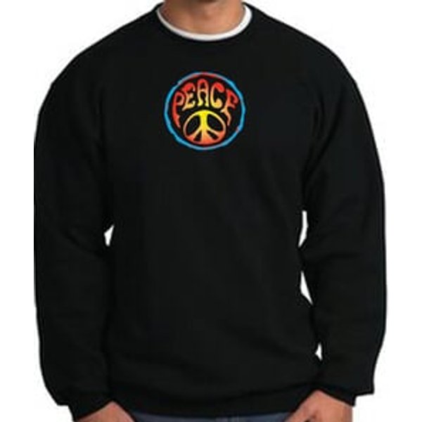 PSYCHEDELIC PEACE World Peace Sign Symbol Adult Sweatshirt - Black