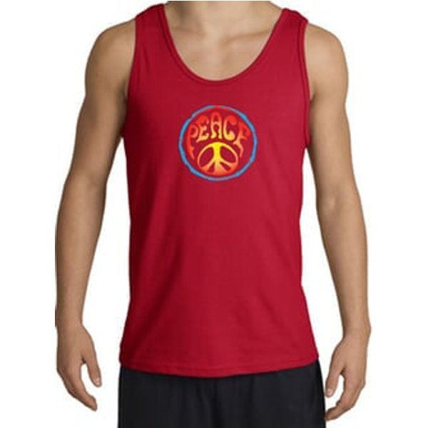 PSYCHEDELIC PEACE World Peace Sign Symbol Adult Tanktop - Red