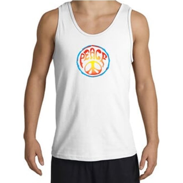 PSYCHEDELIC PEACE World Peace Sign Symbol Adult Tanktop - White