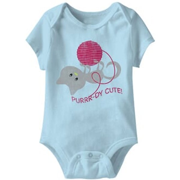 Purrr-dy Cute! Funny Baby Romper Light Blue Infant Babies Creeper