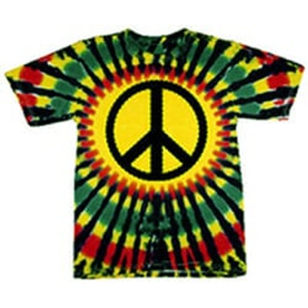 Rasta Tie Dye Shirt Mens Peace Tie Dye T-shirt - Short Sleeve