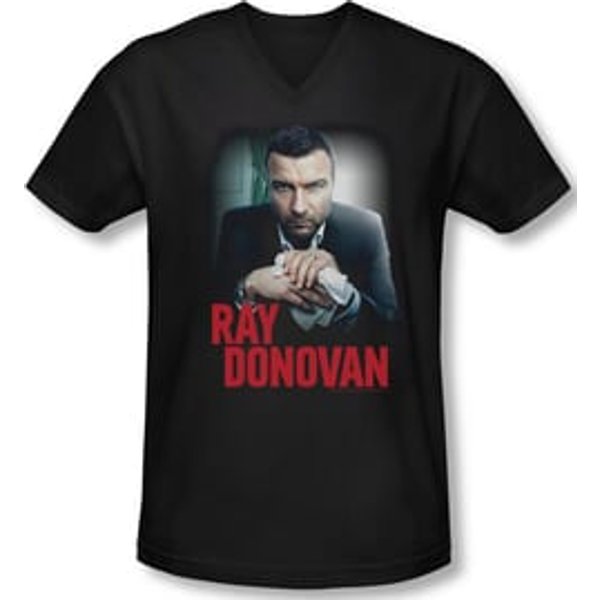 Ray Donovan Shirt Slim Fit V Neck Clean Hands Black Tee Shirt