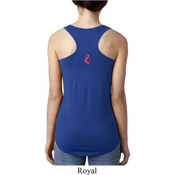 Red Anchor Patch Back Print Ladies Ideal Tank Top
