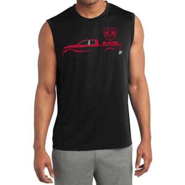 Red Dodge Ram Silhouette Dry Wicking Sleeveless Shirt