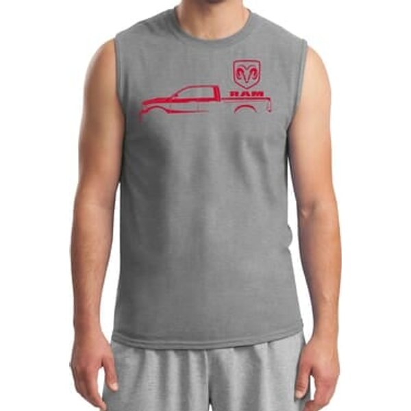 Red Dodge Ram Silhouette Muscle Shirt