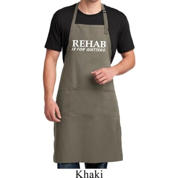 Rehab Is For Quitters Mens Full Length Apron with Pockets