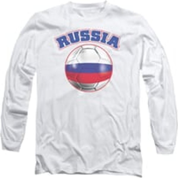 Russia Soccer Futbol Shirt Long Sleeve White Tee T-Shirt