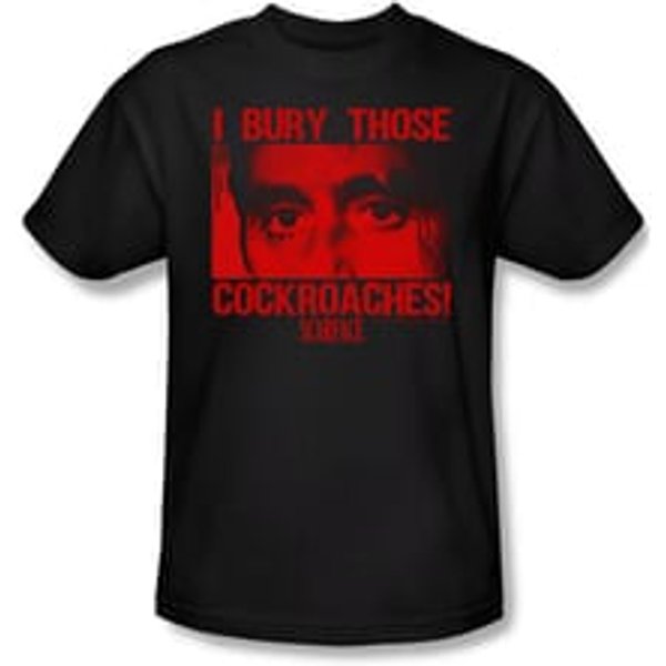 Scarface Shirt Cockroaches Adult Black Tee T-Shirt