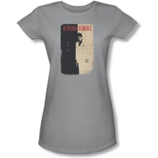 Scarface Shirt Juniors Vintage Poster Silver Tee T-Shirt