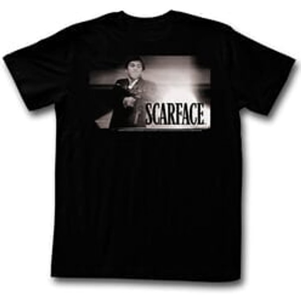 Scarface Shirt Muzzle Flash Black and White Black T-Shirt