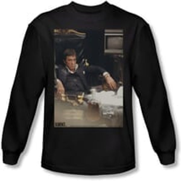 Scarface Shirt Sit Back Long Sleeve Black Tee T-Shirt