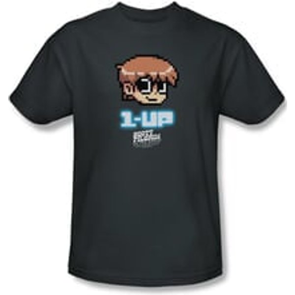 Scott Pilgrim Vs. The World Shirt 1 Up Adult Charcoal Tee T-Shirt