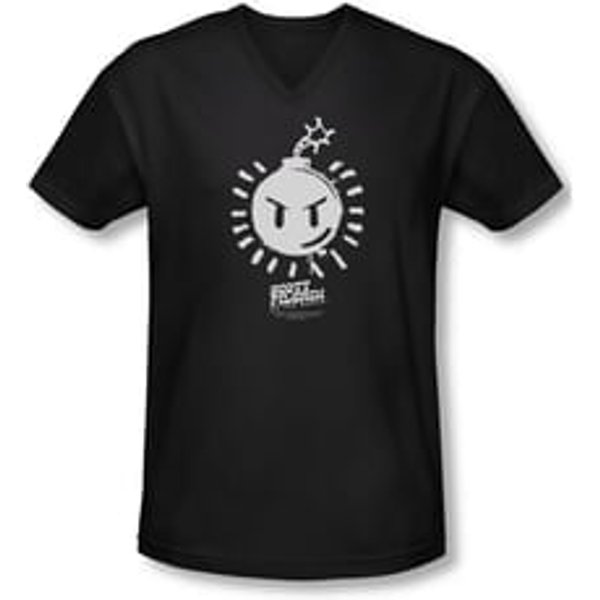 Scott Pilgrim Vs. The World Shirt Slim Fit V Neck Sex Bob Omb Logo Black Tee