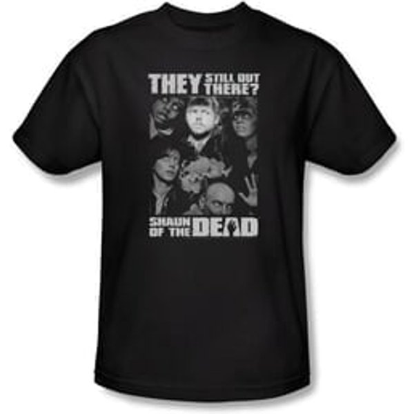 Shaun Of The Dead T-shirt Movie Still Out There Adult Black Tee Shirt