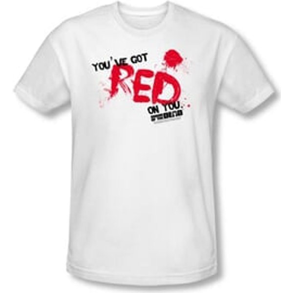 Shaun Of The Dead T-shirt Red On You Adult White Slim Fit Tee Shirt