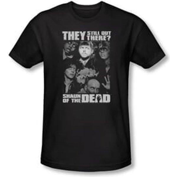 Shaun Of The Dead T-shirt Still Out There Adult Black Slim Fit Shirt