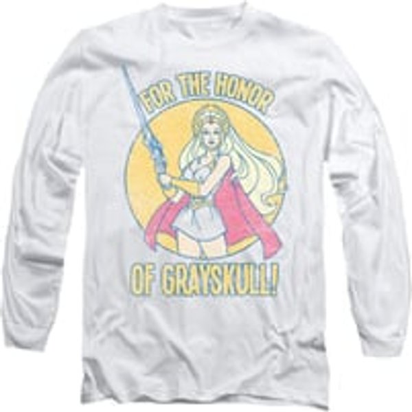 She-Ra Shirt Honor Of Grayskull Long Sleeve White Tee T-Shirt