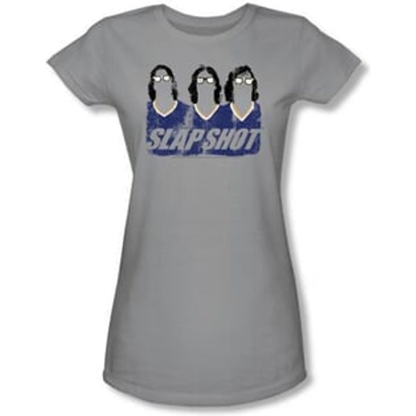 Slap Shot Juniors T-shirt Hockey Movie Brothers Silver Tee Shirt