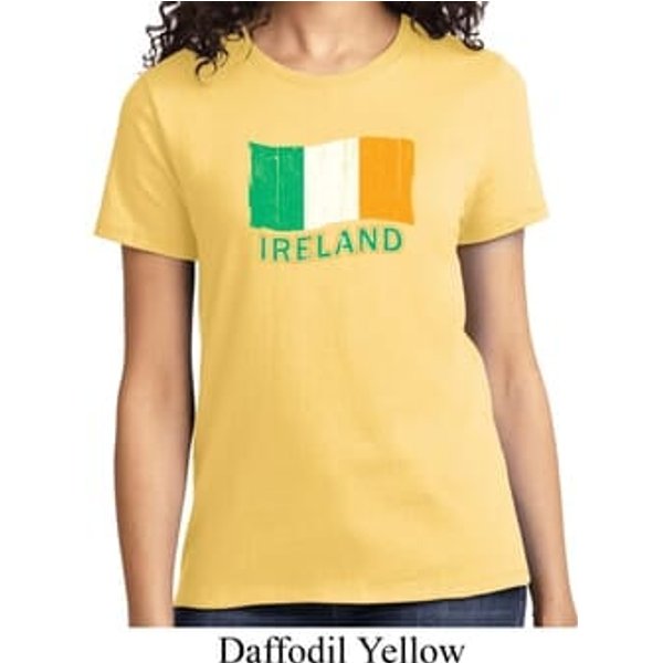 St Patrick's Day Distressed Ireland Flag Ladies Shirt