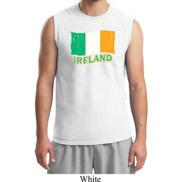 St Patrick's Day Distressed Ireland Flag Mens Muscle Shirt