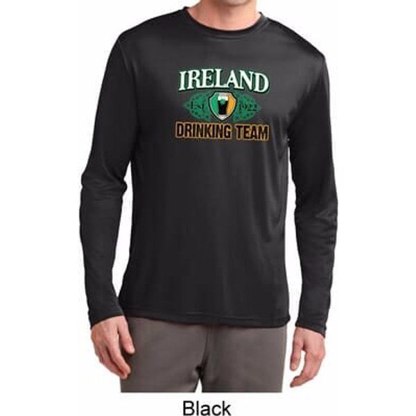St Patrick's Day Ireland Drinking Team Mens Dry Wicking Long Sleeve