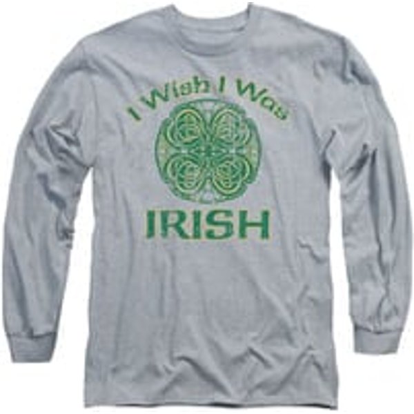 St. Patrick's Day Shirt Irish Wish Long Sleeve Athletic Heather Tee T-Shirt