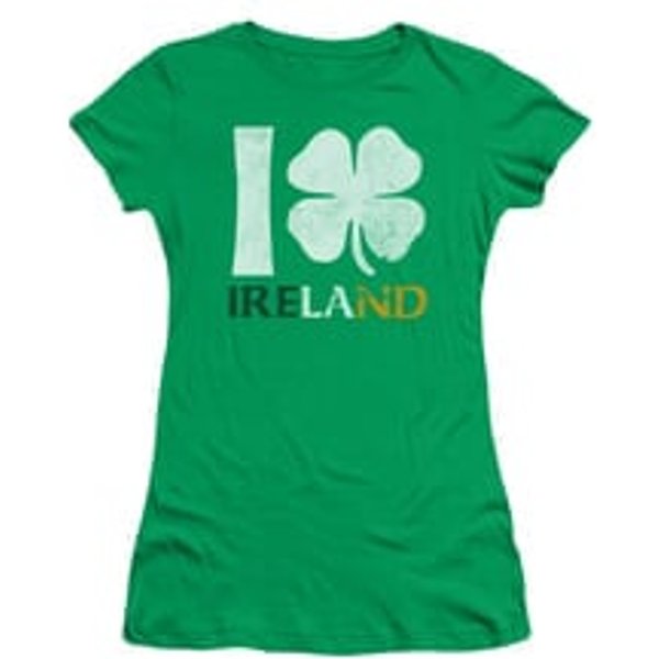 St. Patrick's Day Shirt Juniors I Love Ireland Kelly Green Tee T-Shirt
