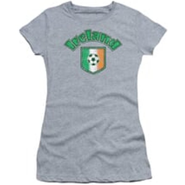 St. Patrick's Day Shirt Juniors Ireland With Soccer Flag Grey Tee T-Shirt
