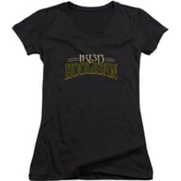 St. Patrick's Day Shirt Juniors V Neck Hooligan Black Tee T-Shirt