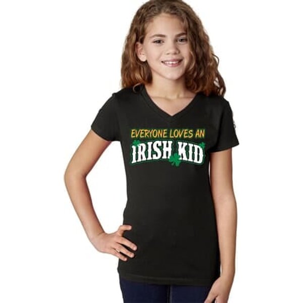 St Patricks Day Irish Kid Girls V-neck Shirt