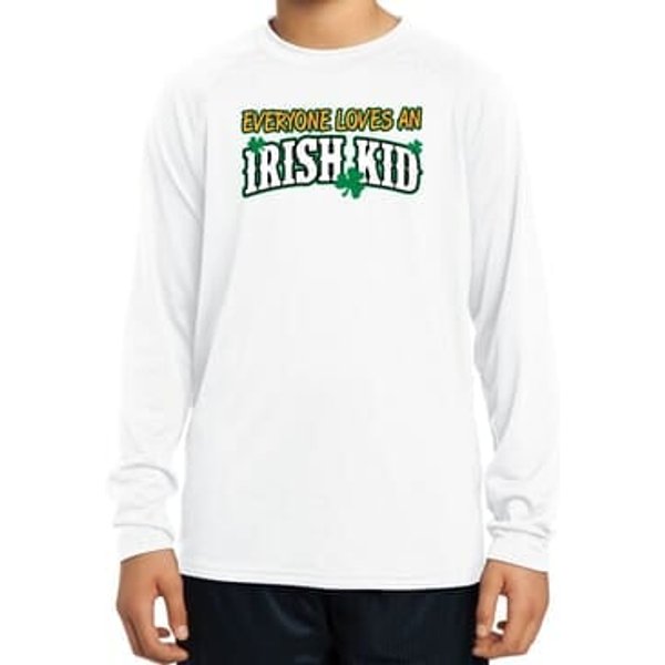 St Patricks Day Irish Kid Youth Dry Wicking Long Sleeve