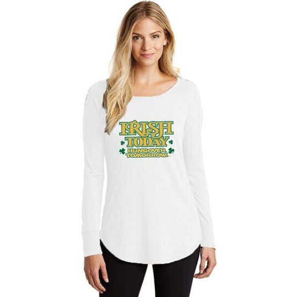 St Patricks Day Irish Today Hungover Ladies Tri Long Sleeve