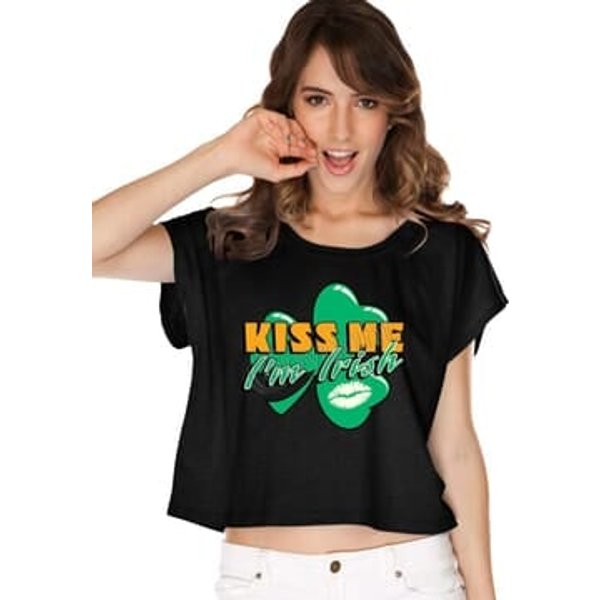 St Patricks Day Kiss Me I'm Irish Ladies Boxy Tee