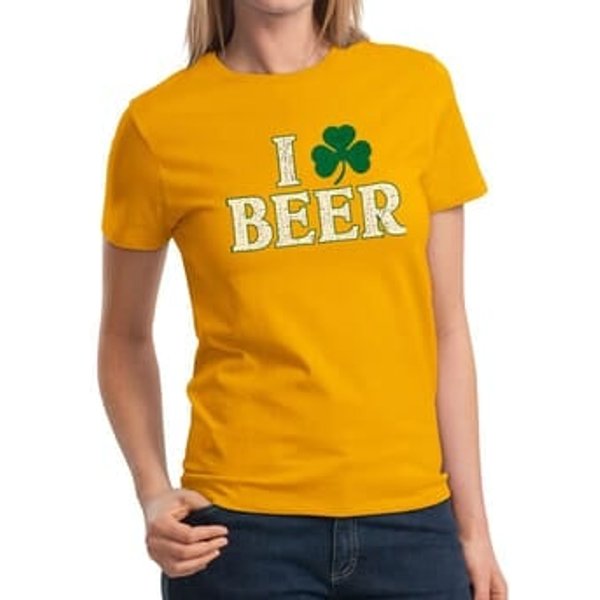 St Patricks Day Ladies Shirt I Love Beer Tee T-Shirt