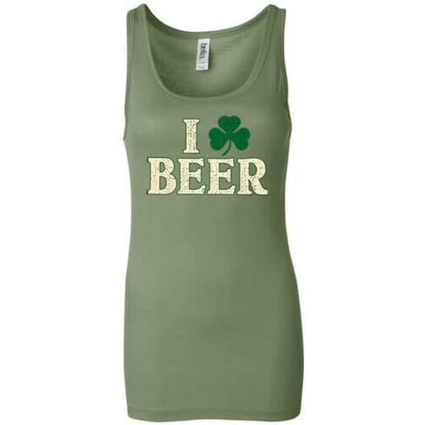 St Patricks Day Ladies Tanktop I Love Beer Longer Length Tank Top