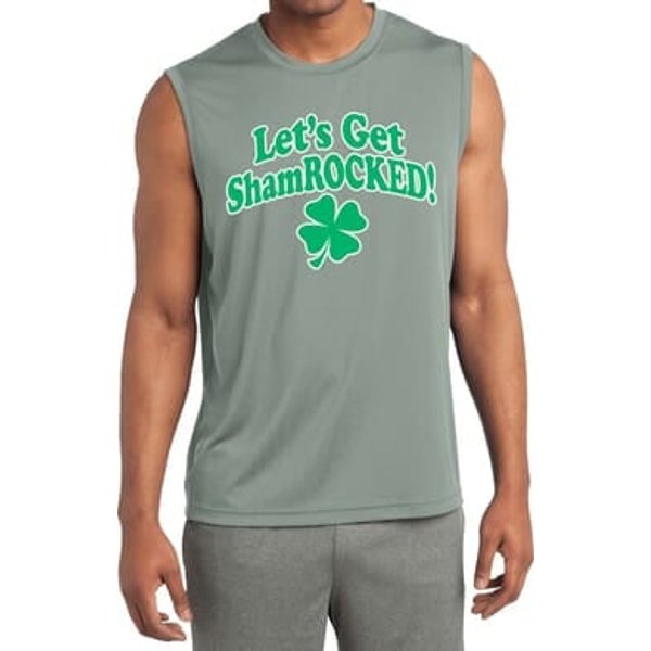 St Patricks Day Lets Get Shamrocked Dry Wicking Muscle Shirt