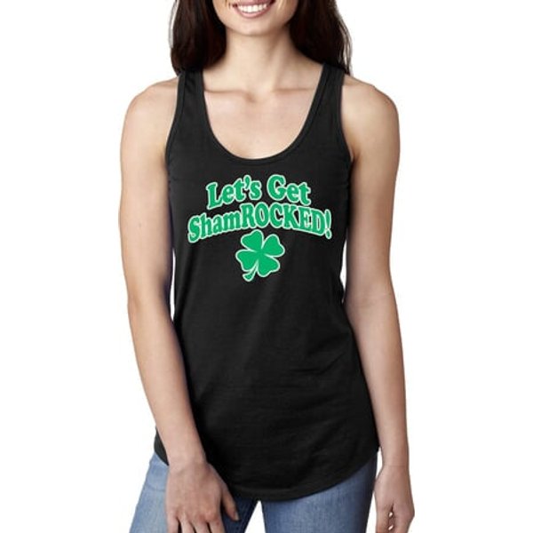 St Patricks Day Lets Get Shamrocked Ladies Ideal Tank Top