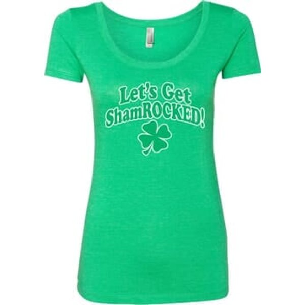 St Patricks Day Lets Get Shamrocked Ladies Scoop Neck