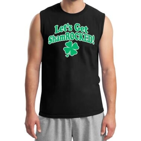 St Patricks Day Lets Get Shamrocked Muscle Shirt