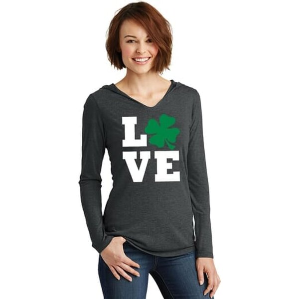 St Patricks Day Love Shamrock Ladies Tri Hoodie