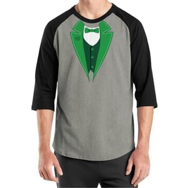 St Patricks Day Mens Shirt Irish Tuxedo Raglan Tee T-Shirt