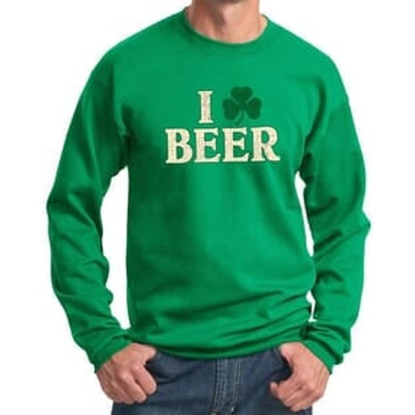 St Patricks Day Mens Sweatshirt I Love Beer Sweat Shirt