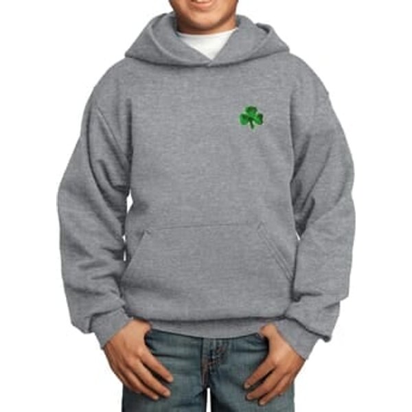 St Patricks Day Shamrock Sequins Pocket Print Kids Hoodie