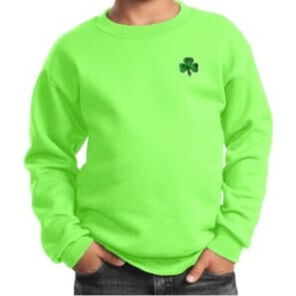 St Patricks Day Shamrock Sequins Pocket Print Kids Sweatshirt